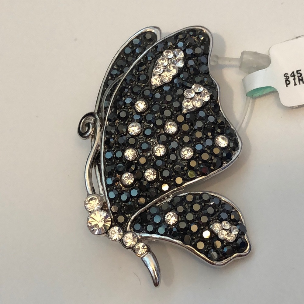 Marcasite crystal Butterfly Brooch